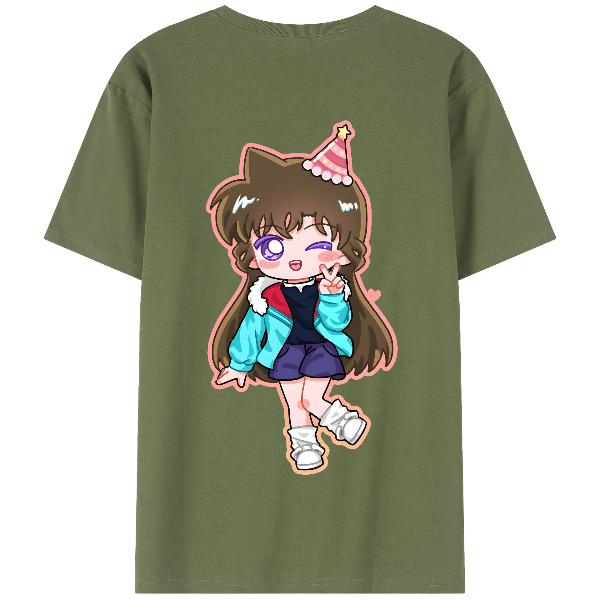 （画像用） 名探偵コナン 毛利 蘭 もうり らん、モーリ ラン Detective Conan Rachel Moore 綿100％半袖Tシャツ（背面プリント）